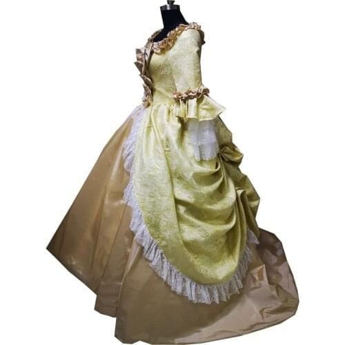2020 New gold victorian Halloween Cosplay dress Colonial Georgian Renaissance Gothic Historical dress D-511