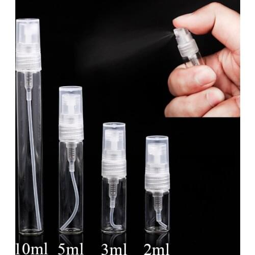5pcs 3ml 5ml 10ml Mini Refillable Sample Perfume Glass Bottle Travel Empty Spray Atomizer Bottles Cosmetic Packaging Container
