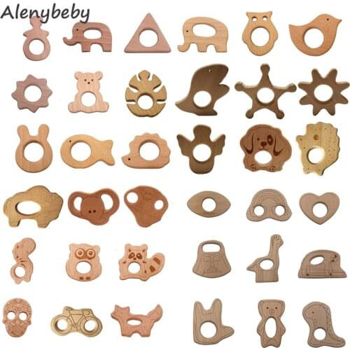 50pcs Infant Chawable Toy Baby Wood Teether Natrual Wooden Baby Teether Toys Wood Teething Accessories Baby Shower Gifts