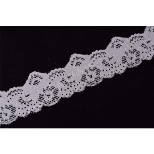 50Yards Good quality white Beautiful Lace Stretch Elastic DIY lace wide6cm