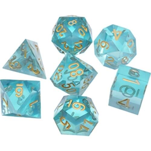 62KF RPG Dice Board Game set of 7 D4 D6 D8 D10 D12 D20 Transparent Sharp Resin Dice