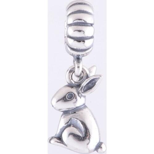 925 Sterling Silver Screw Core Zodiac Rabbit Loose Spacer Charm Beads Fit Original Pandora Charms Bracelet jewelry LW187