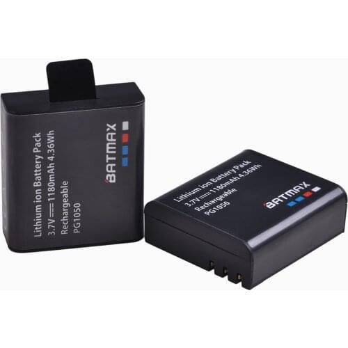 2Pcs 1180mAh PG1050 Rechargeable Li-ion Battery akku for SJCAM SJ4000 SJ5000 SJ6000 SJ8000 EKEN 4K H8 H9 GIT-LB101 GIT PG900 105