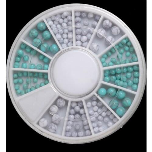 1Box(96Pcs) Mixed Turquoise Beads For Needlework FlatBack Cabochon Scrapbook Decoration Craft DIY Embellishments Accessories