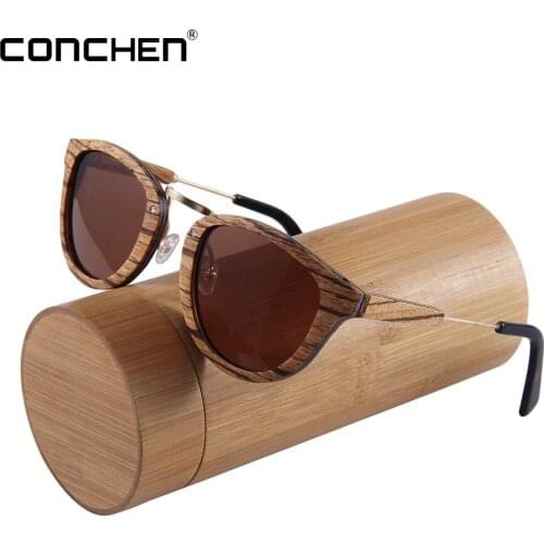CONCHEN 2018 Luxury Wood Sunglasses For Men Women Wooden Sunglasses Polarized Lens