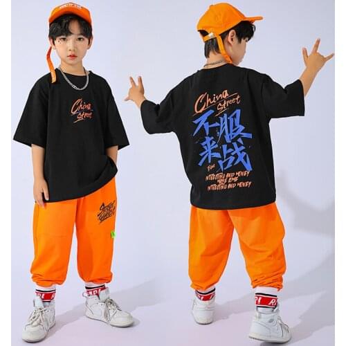 Children Street Hip Hop Dance Costume Loose Tops Sport Casual Hip Hop Pants Girls Jazz Modern Dance Clothing Rave Clothes BL6229