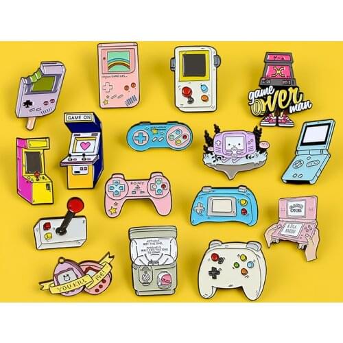 Retro Arcade Game Enamel Pins Collections Cartoon 90s Gamepad Jewelry Brooches Denim Shirt Collar Badge Lapel Friends Gifts