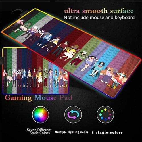 Monogatari Series Anime Gaming Mouse Pad RGB with USB Ports Oversized Glowing LED Illuminated Large Gamer Mousepads Desk Mat