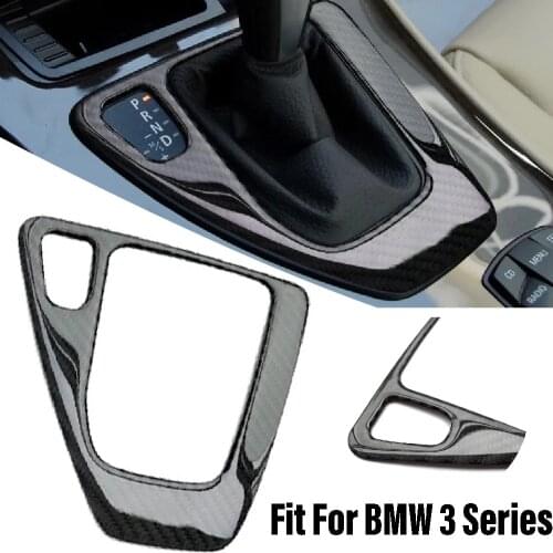 JEAZEA Carbon Fiber Car Accessories Interior Protective Control Gear Box Shift Panel Cover Trim Sticker For BMW 3 Series E90 E92