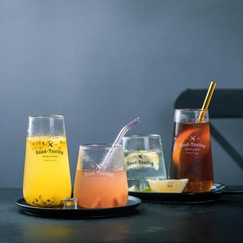 Brief Letter Milk Tea Coffee Mug Juice Glass Cup Transparent Water Cup Student Milk Heat Resistant Glass