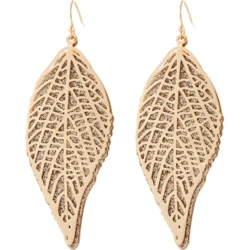 Lureme Fashion Gold Tone Hollow Leaves Dangle Earrings for Women and Girls (er006228)