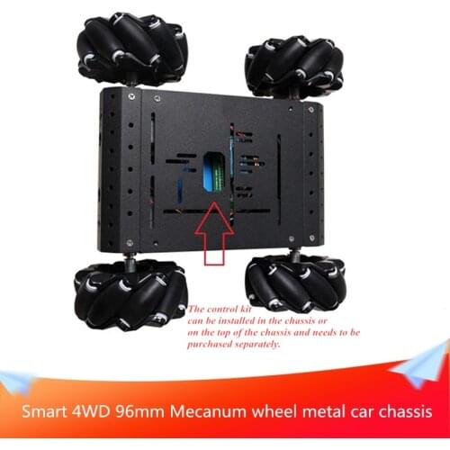 Smart 4WD 96mm Mecanum Wheel Metal Car Chassis DIY RC Robot Mobile Platform Smart Robot Car for Toys Kit 4pcs High Torque Motors