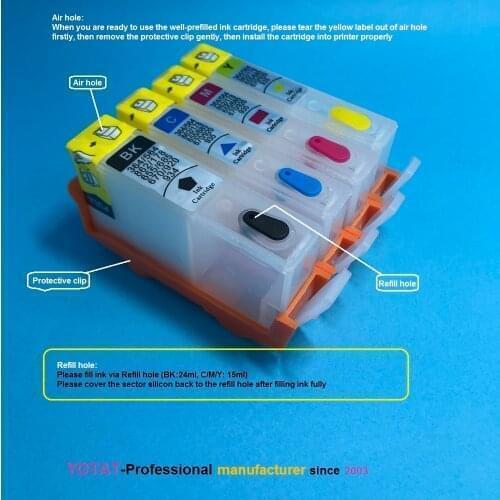 YOTAT Refillable ink cartridge for HP364 HP 364 XL for HP Photosmart 5510/5515/6510/5514/5515/7510/7520/6520/6525/5520/5522/5525