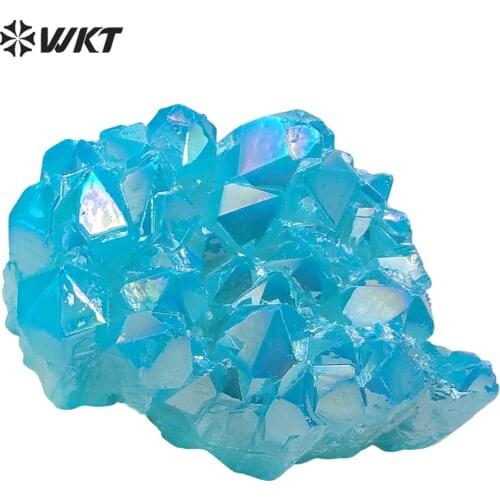 WT-G118 Wholesale Large Blue Aura Quartz Cluster Beautiful Light Bright Baby Pastel Blue Aurora Quartz Crystal