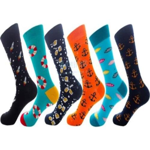 Beer, swimming rings, boat anchor, fish, rocket, boat anchor, mens and womens cotton tube socks ZQ041