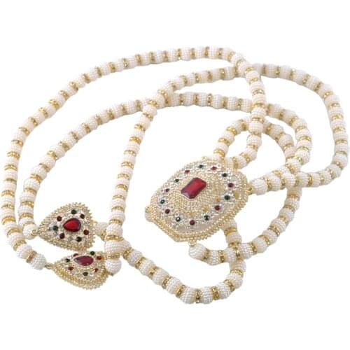Moroccan-style white beaded shoulder pendant jewelry