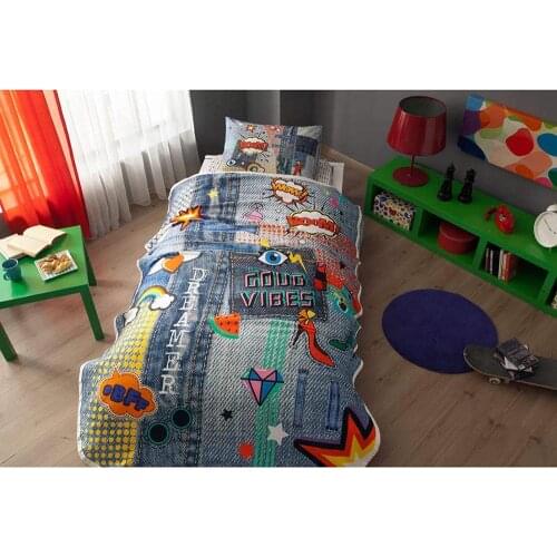 TAÇ Single Good Vibes Pike Team-Pique: 160x230 cm, Fitted Bed Sheet: 100x200 cm, Standard Pillow Cover: 50x70 cm (1 Piece)