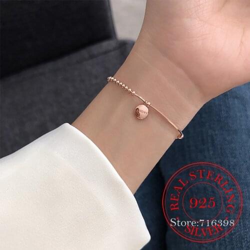 925 Sterling Silver Beads Bracelet & Bangle Adjustable Lucky Bracelet Women Fine Jewelry Accessories
