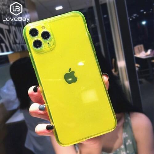 Lovebay Neon Fluorescent Color Soft TPU Silicone Phone Case For iPhone 6 6s 7 8 Plus 11 Pro XR X XS Max Transperant Back Fundas