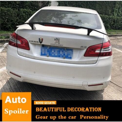 For Peugeot 408 Spoiler With Light Sport ABS Material Car Rear Wing Black Color Trunk Rear Spoiler Fit For 2010-2018 Peugeot 408