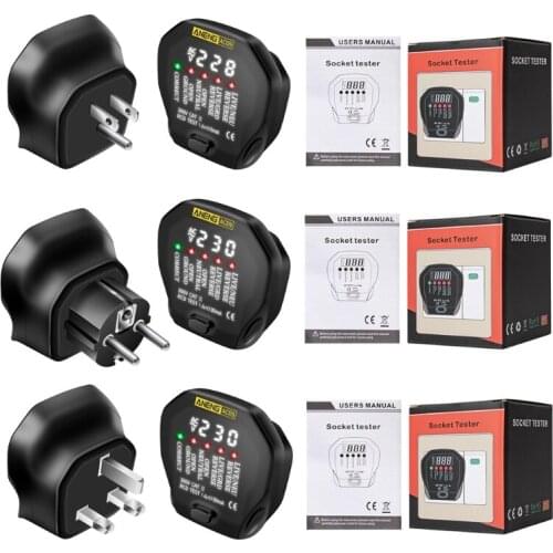 AC09 Socket Tester Electricity Testing Circuit Polarity Detector Wall Plug Breaker Finder Digital Socket Outlet Tester N0PA