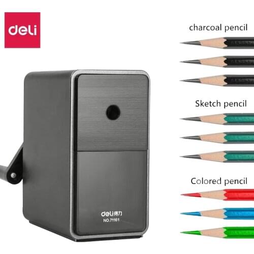 Deli Pencil Sharpener Adjustable charcoal pen Sharpener 7 Tip Sizes Office School Stationery Hand Crank Sharpeners