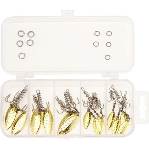 5-14pcs/lot Three Hook With Spring Steel Wire Link + 8 Word Ring + Metal Sequin White Nickel High Carbon Steel Treble Hooks