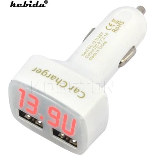 Dual USB DC 5V 3.1A Charger Universal Adapter Car charger With Voltage/temperature/Current Meter Tester Digital LED Display