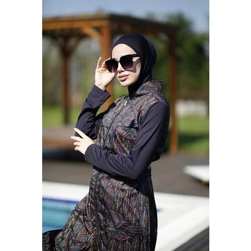 Muslim Women 'S 2021 Swimwear Full Off Hijab Swimsuit Color Colorful Leaf Merve