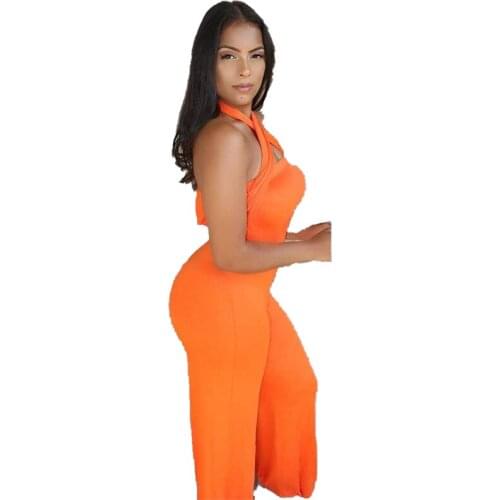 SCSTRONGER Jumpsuit Women Summer Women Fashion Solid Color Chest Wrap Jumpsuit High Street Sleeveless Halter Sexy Ladies Romper