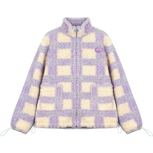 Plaid Sweet Furl Coat Women Warm Winter Trend Coats and Jakets Female Loose Japanese Style Kawaii Korean Overcoat Women