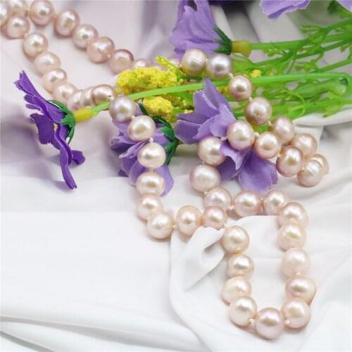 7-8mm Purple 100% Natural Fresh Water Pearl Necklace Near Round Beads Neckwear Women Girls Accessories Jewelry Making Design