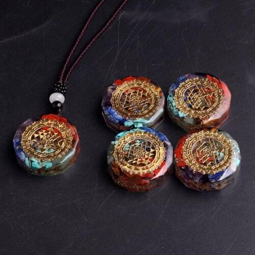 12pcs For Wholesale Chakra Natural Stone Necklace Pendants Crystal Lapis Lazuli Healing Orgone Energy Women Pendulum Amulet