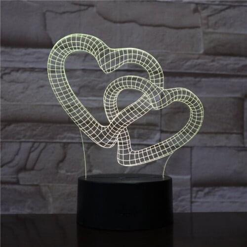 3D LED Illusion Lights Love Shape Night Lamp Home Decoration Nightlight A Favorite Gifr for Mothers Day