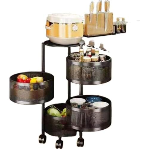 Household Square Round Floor Type Multi-layer fruit Rotatable Kitchen Vegetable Storage Rack