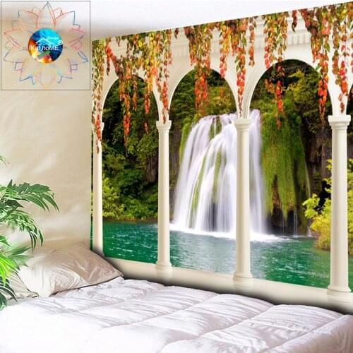 Dorm Decor Waterfall Tapestry Toalla Mandala Wall Hanging Psychedelic Tapestry Hippie Bohemian Decor Cloth Outside the Arch Door