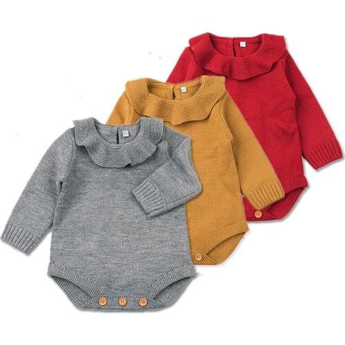 Baby Rompers Winter Striped Newborn Sweater Knit Cotton Full tutu Clothing Infant Jumpsuits Toddler Costume Baby Girls Clothes