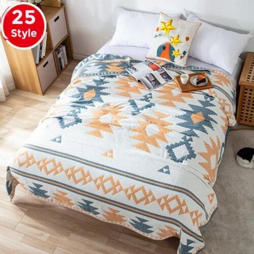 Home Textile Bedspread Blanket Sofa Bed Cover Throw Blanket 4 Layers Muslin Cotton Quilt Blankets for Beds Adult Kid 100% Cotton