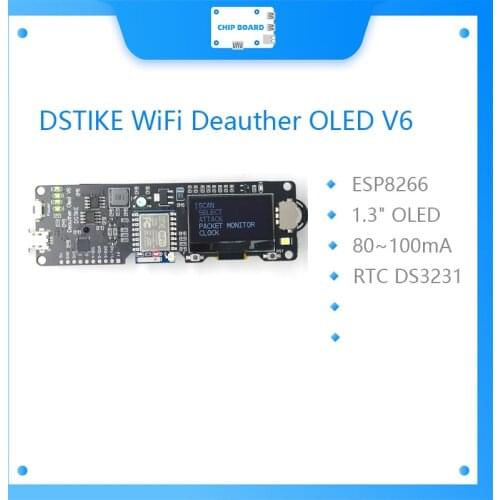 DSTIKE WiFi Deauther OLED V6 | ESP8266 Development Board |18650 Battery Polarity Protection | Case | Antenna | 4MB ESP-07