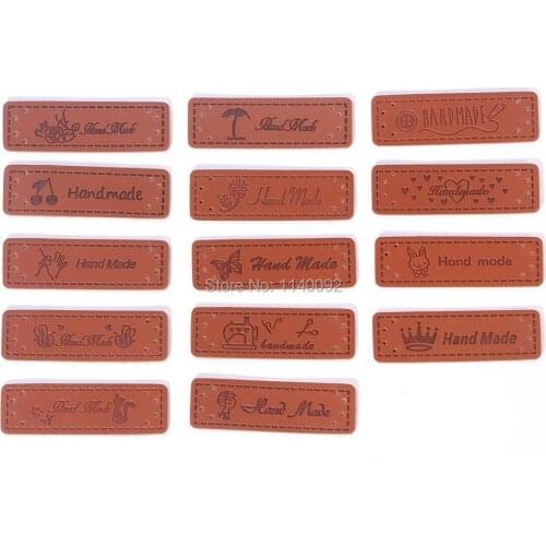 Clothing PU labels cute handmade labels garment hand made leather labels clothing tags 100 pcs a lot