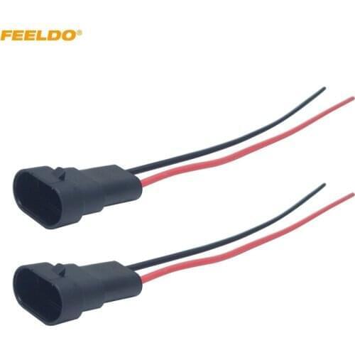 FEELDO 2Pcs Auto 9005/HB3 9006/HB4 H10 Male Connector Wiring Harness Plug Adapter For Headlight Fog Light Lamp Cable #MX5971