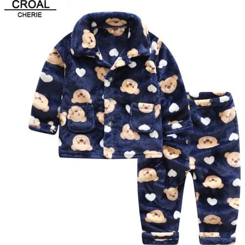 CROAL CHERIE Fleece Sleepwear For Girl Baby Boy Fall 2018 Kids Pajamas For Children Warm Sleeping Clothes Sets 80-130cm