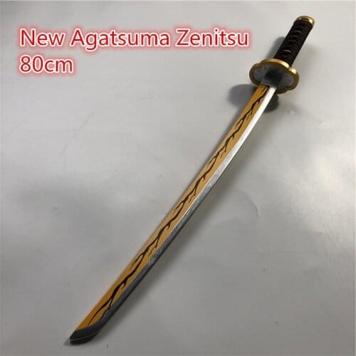 Kimetsu no Yaiba Sword Weapon Demon Slayer New Agatsuma Zenitsu Cosplay Sword 1:1 Anime Ninja Knife wood toy 80cm