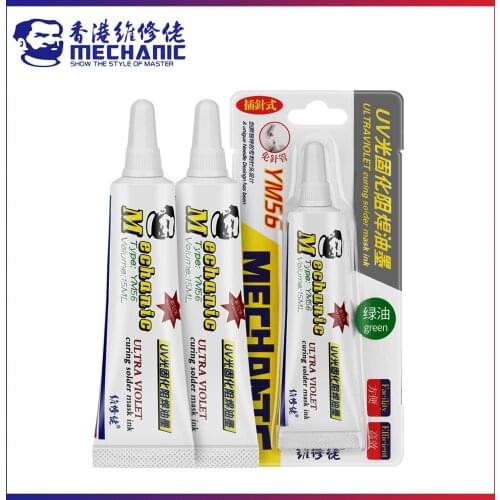MECHANIC 15ml 6 Colors Rainbow Pin Type UV Curing Solder Mask Ink Welding Oil BGA PCB Soldering Paint Prevent Corrosive Arcing