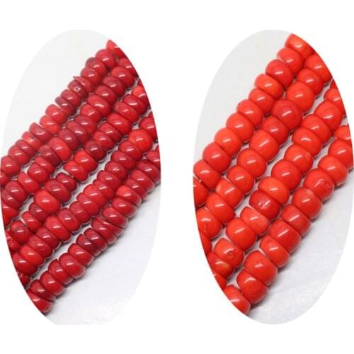 Mini. order is $7!5x10mm Coral Heisey slice rondelle Spacer Loose Beads 15"