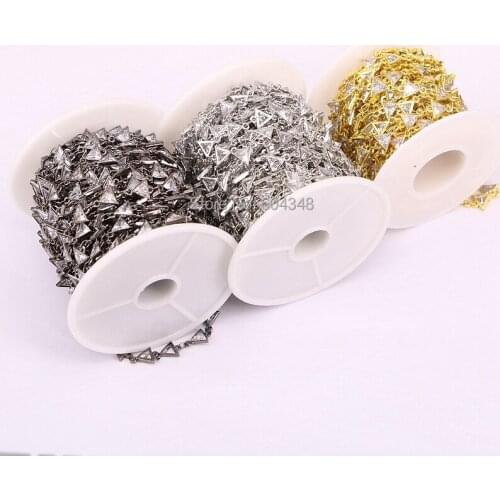 1 Meters ZYZ177-8853 Fashion Cubic Zircon Faceted Geometric CZ Beads Rosary Chain Metal Wire Wrapped Links CZ Chains