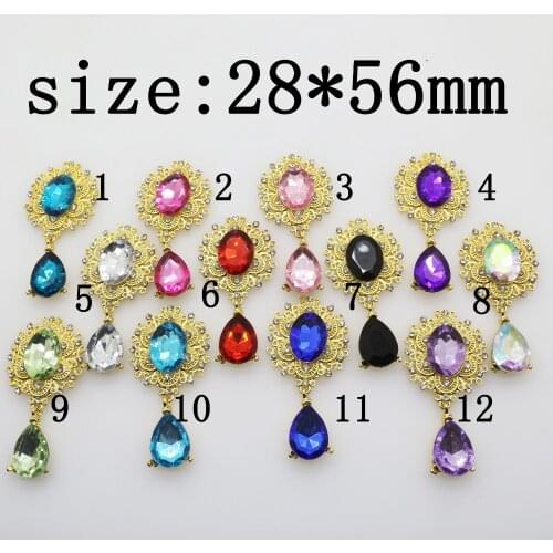 YWXINXI Fashion New Hot 1Pcs/Lot Flatback Brooches 28*56mm Alloy Accessories Diy jewelry Rhinestones Decoration 11Color