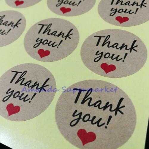 Handmade Thank You Sticker 300pcs/lot 38*38mm Vintage Stickers Kraft Sticker DIY Hand Made For Gift Cake Baking Sealing Sticker