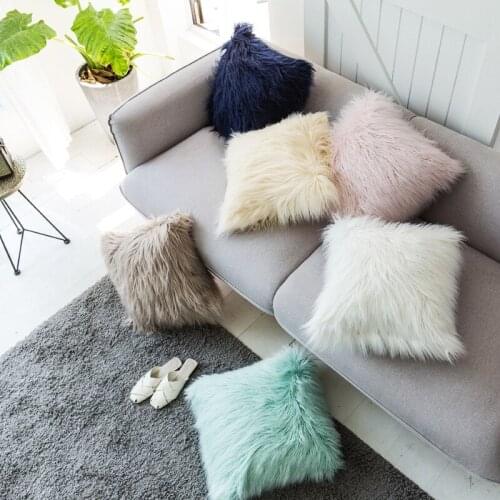 6 colors super soft long plush cushion cover modern minimalist solid color pillow cover home office bar decorative pillowcase