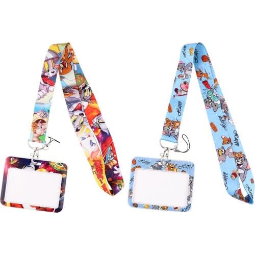 K2843 Funny Cat New Fashion Cartoon Lanyard Credit Card ID Holder Bag Student Women Bank Bus Business Card Cover Badge
